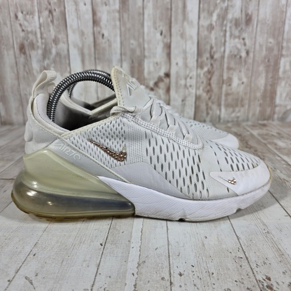 Nike Shoes - Nike Air Max 270 White Rose Gold Rhinestone Shoes 943345-103 Womens 8 Youth 6.5Y